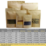 100 Pcs Kraft Paper Stand Up Pouches 4.7X7.9 Inch, Resealable Ziplock Bags with Window, Small Business Food Storage Bags for Coffee Bean, Snacks