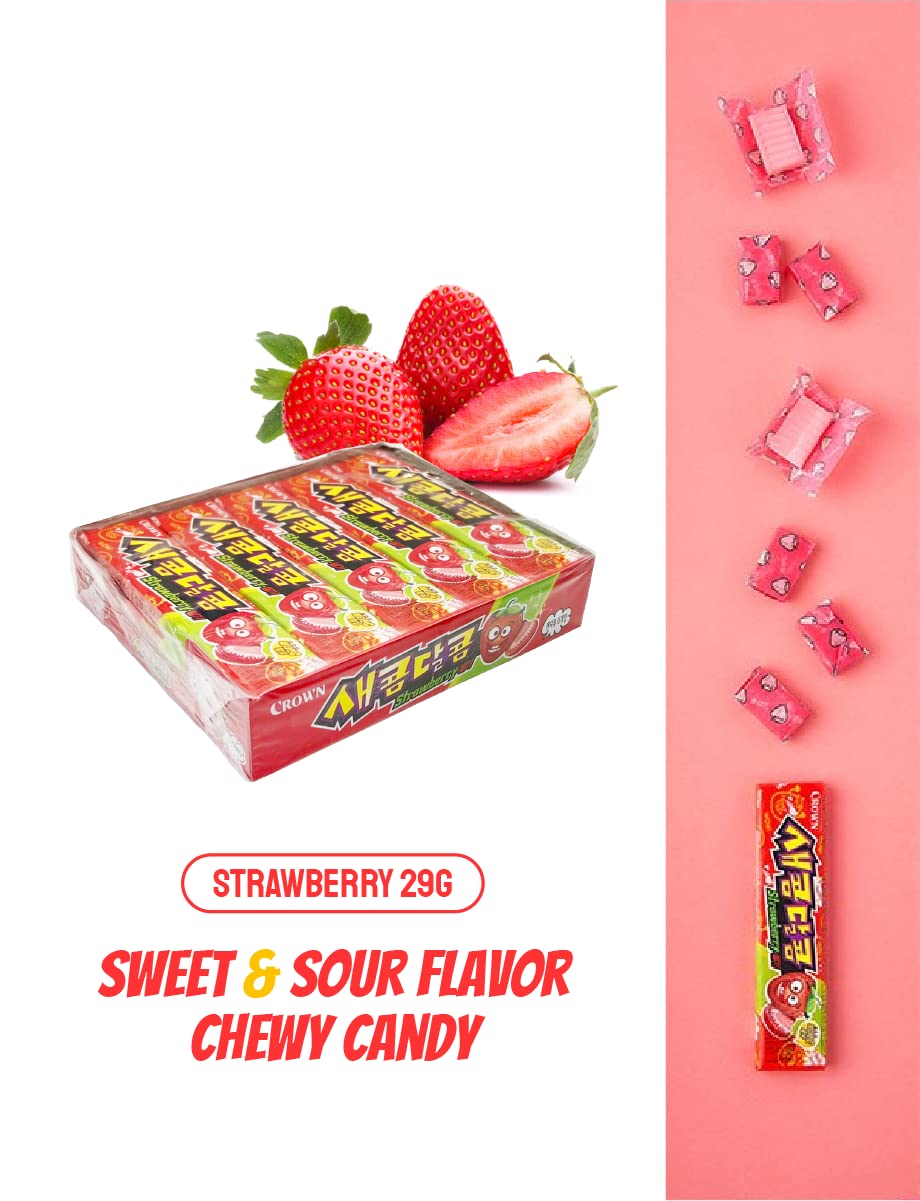 KULOSORY Crown Sweet and Sour Candy 435g (29g X 15ea) (Strawberry Flavor)