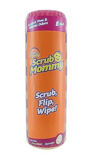 Scrub Daddy, Scrub Mommy - Dual Sided Sponge & Scrubber, Soft in Warm Water, Firm in Cold, FlexTexture, Deep Cleaning, Dishwasher Safe, Multipurpose