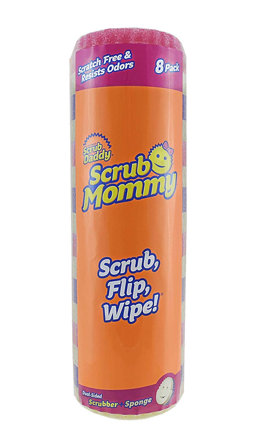 Scrub Daddy, Scrub Mommy - Dual Sided Sponge & Scrubber, Soft in Warm Water, Firm in Cold, FlexTexture, Deep Cleaning, Dishwasher Safe, Multipurpose