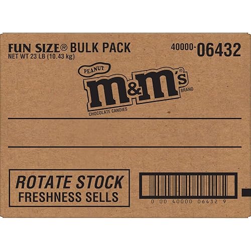 M&M'S Peanut Chocolate Candy Fun Size 23-Pound Bulk Package Box, 368 Ounce (Pack of 1)