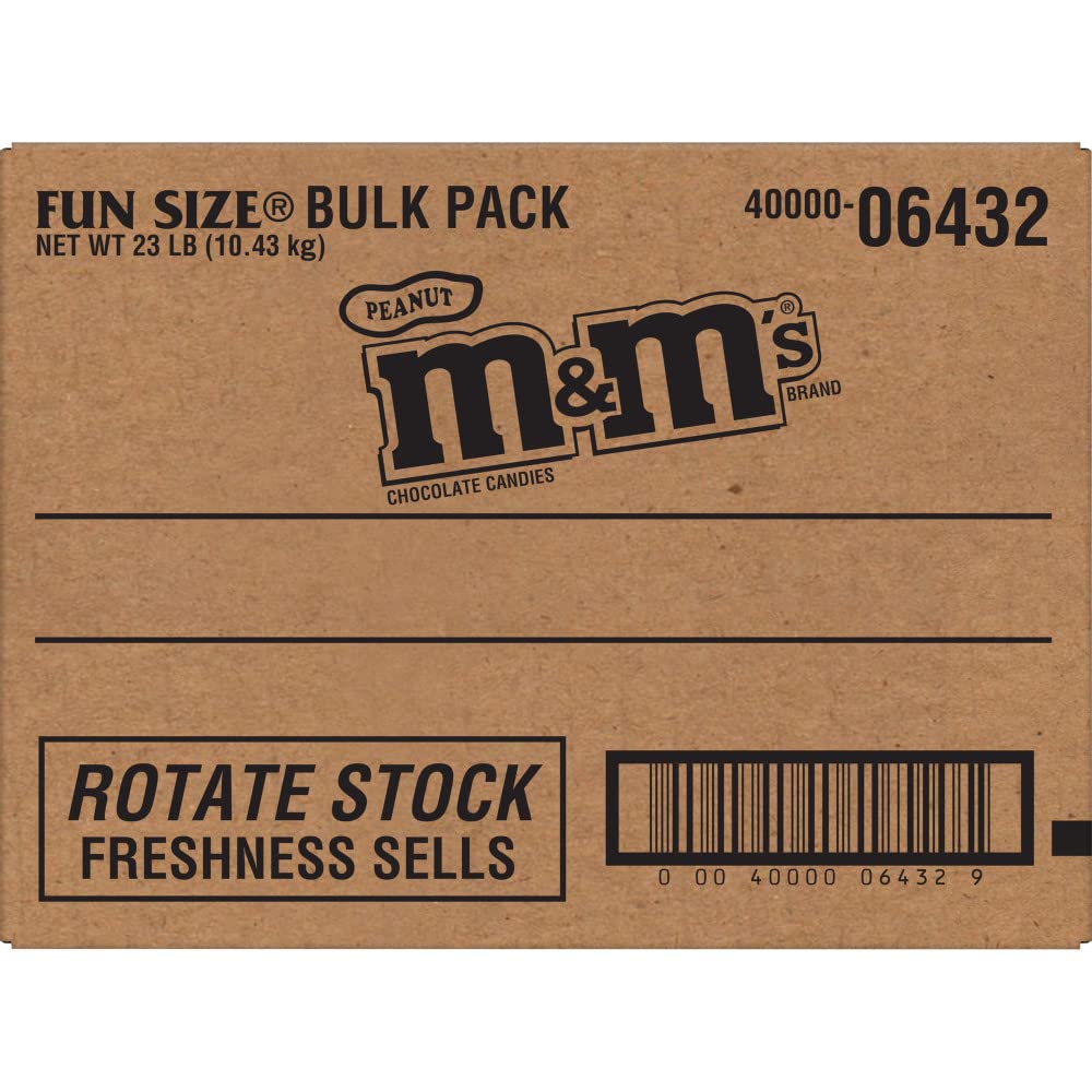 M&M'S Peanut Chocolate Candy Fun Size 23-Pound Bulk Package Box, 368 Ounce (Pack of 1)