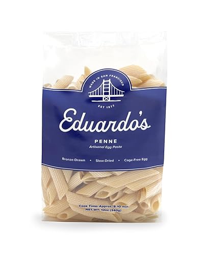 Eduardo's Pasta Co. Penne, Artisanal Egg Pasta, 12 oz., Semolina & Durum Wheat with Cage-Free Eggs, Dried, Made in Small Batches in San Francisco