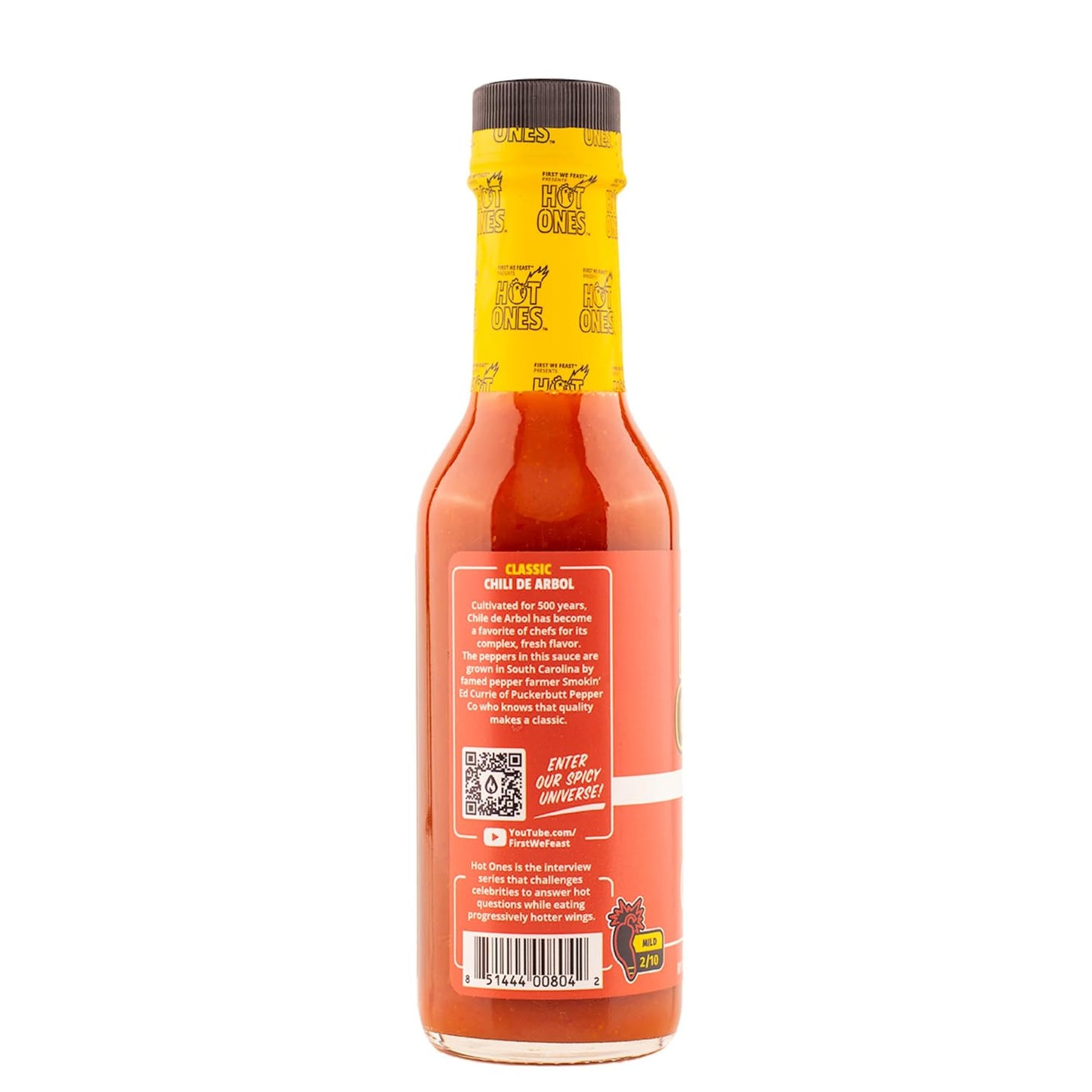 Hot Ones The Classic Hot Sauce Made With Natural Ingredients & Strong Flavors From Organic Chile De Arbol Peppers, 5 fl oz Bottle (3-Pack)
