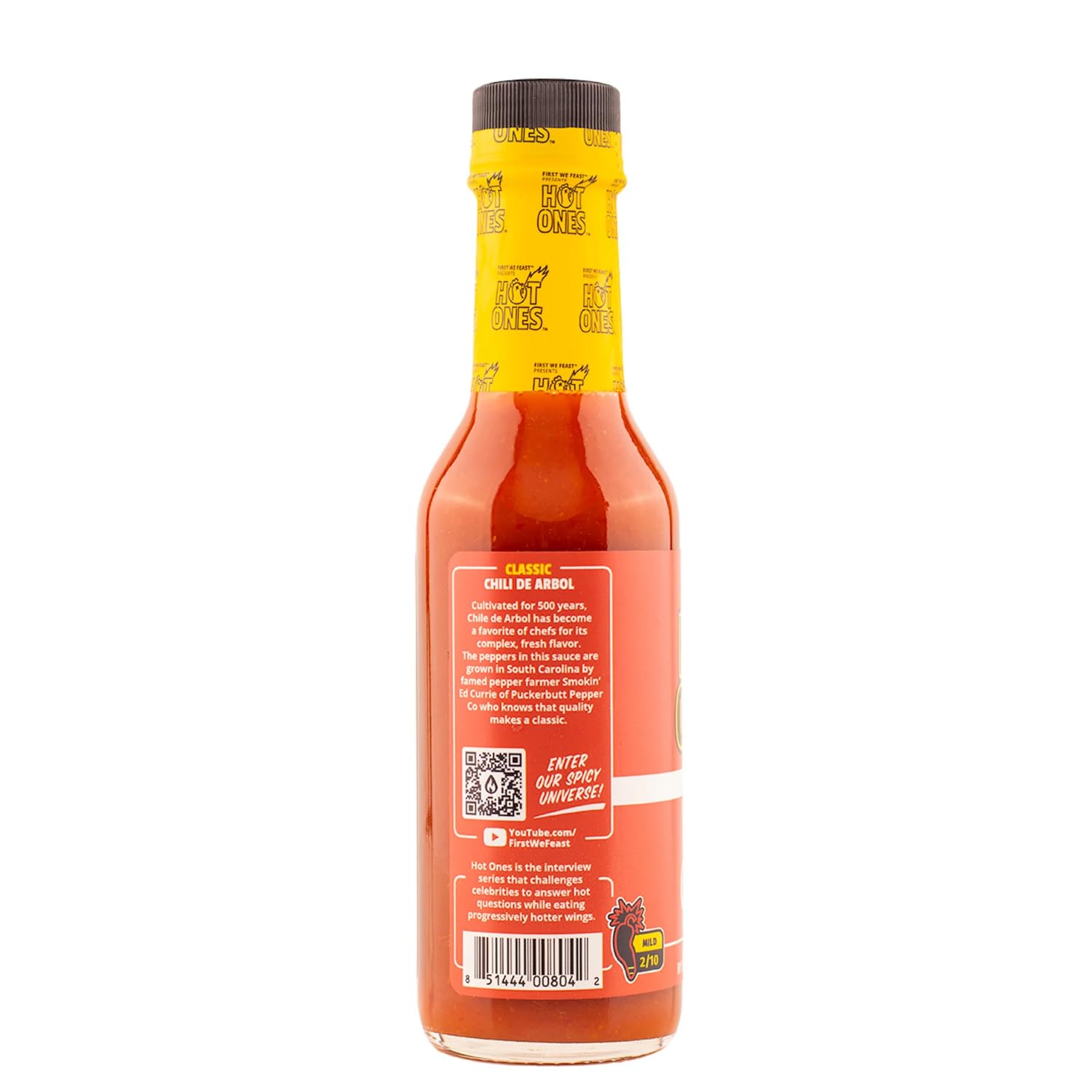 Hot Ones The Classic Hot Sauce Made With Natural Ingredients & Strong Flavors From Organic Chile De Arbol Peppers, 5 fl oz Bottle (3-Pack)