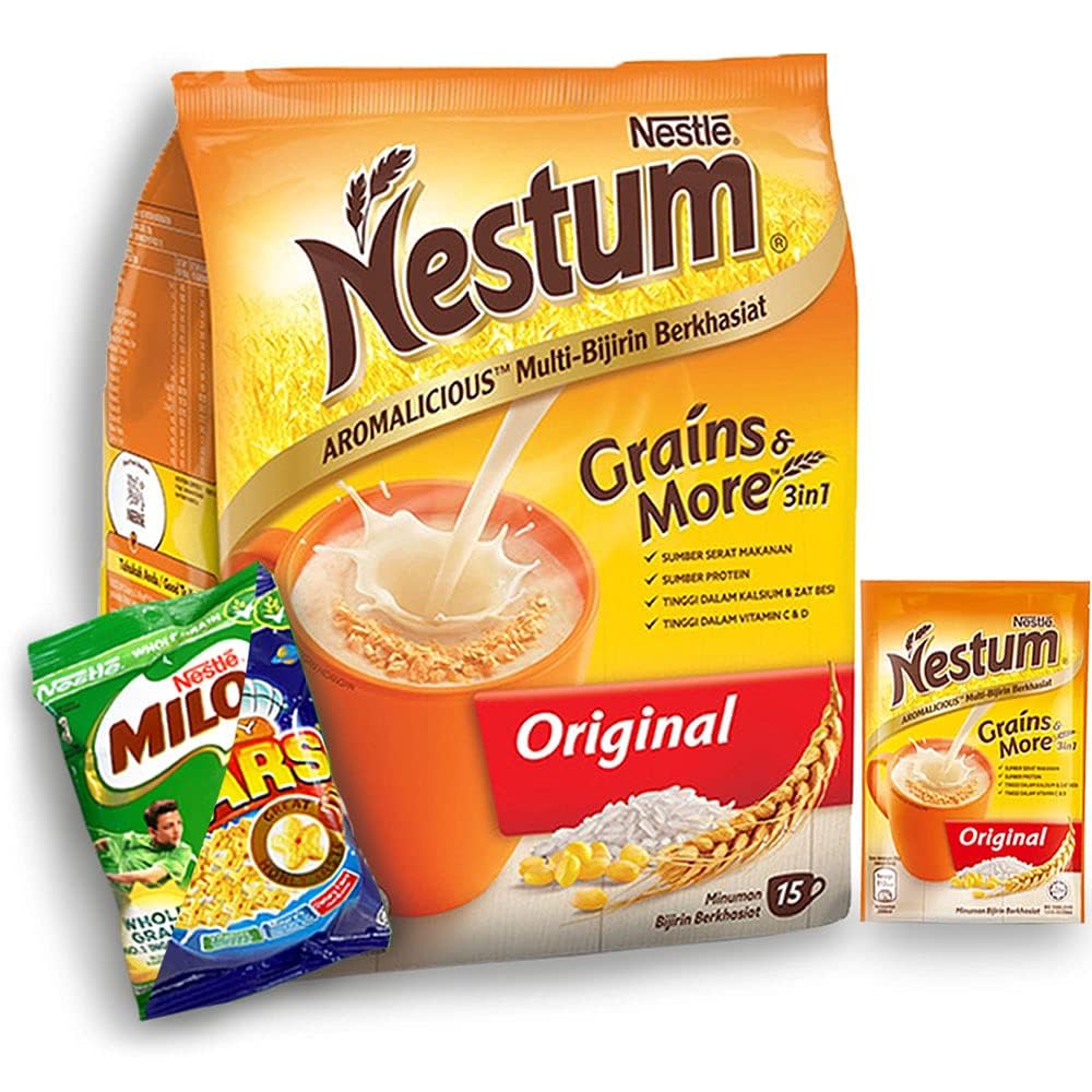Moptrek mily 3-in-1 Instant Cereal Milk Drink and 1-Pack Nestle Cereal Snack Bundle