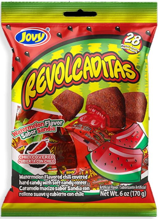 POPS TRADING COMPANY Since 1998 Mexican Candy Sweet and Spicy Hard Candies Covered in Chili Powder Variety Sampler Gift Box 4 packs Mango & Watermelon