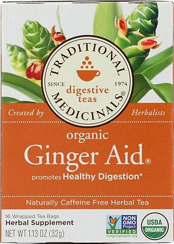 Traditional Medicinals Organic Ginger Aid Herbal Tea, Promotes Healthy Digestion, (Pack of 1) - 16 Tea Bags