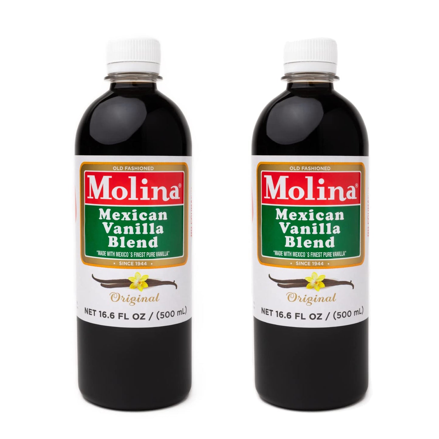 Vanilla Molina - Mexican Vanilla Blend with Pure Vanilla Extract - 2 Pack (16.6 Fl Oz Bottles) - 33.86 Fl Oz Total, Natural Flavoring for Baking