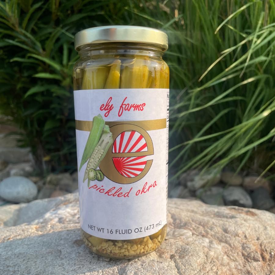Ely Farms | Pickled Okra | Family Recipe | Zesty Dill and Garlic Flavor | Hint of Chili Pepper | Delicious Appetizer or Bloody Mary Garnish | Proudly