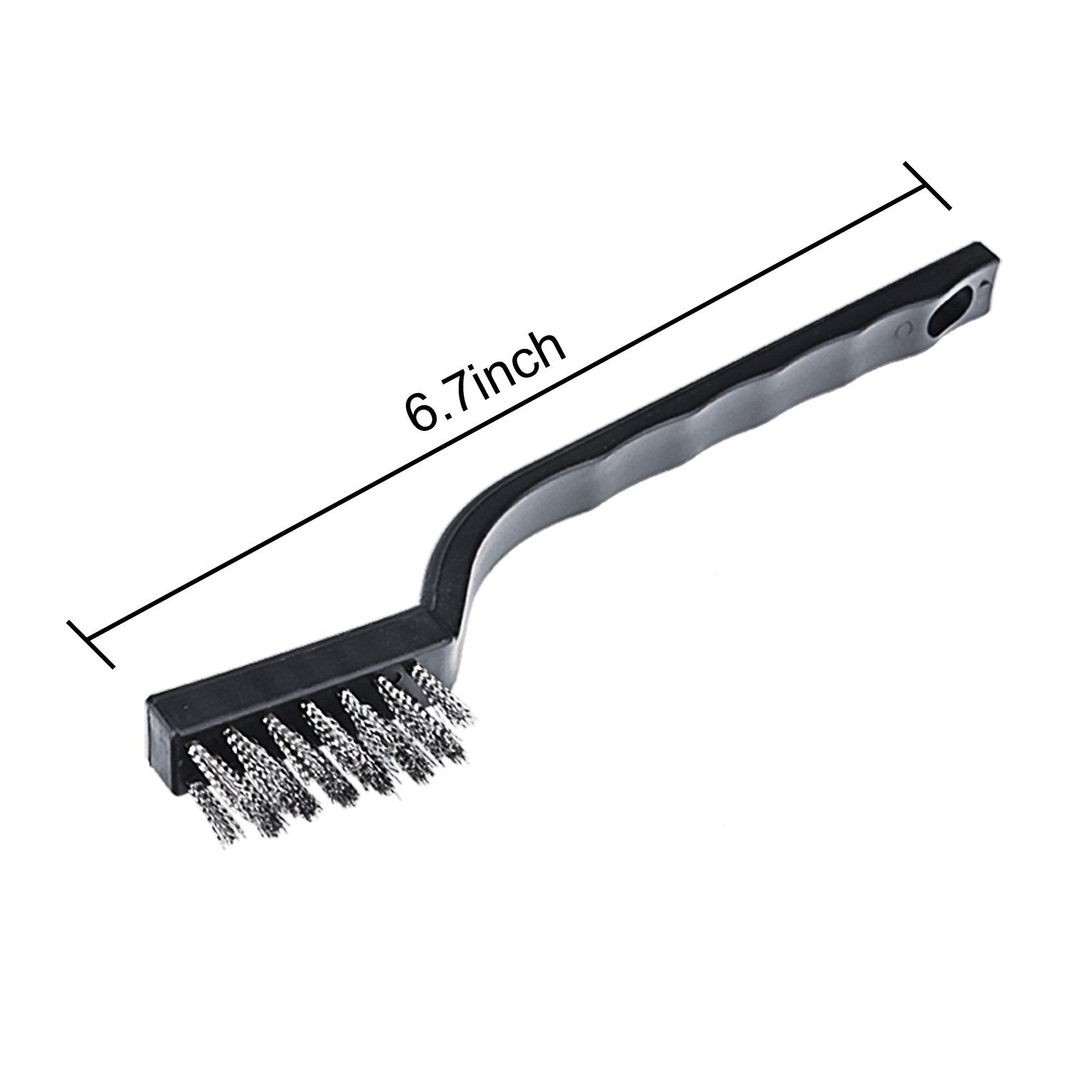 Sunmns 20 Pieces Mini Handle Stainless Steel Wire Bristles Brush Set for Cleaning Welding Slag, Stain and Rust (Silvery)