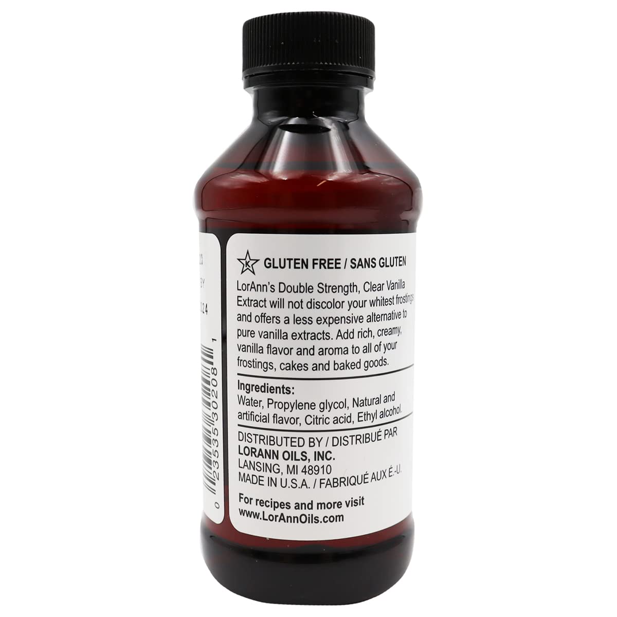 LorAnn Oils Double-Strength Clear Artificial Vanilla Extract, 4 Ounce