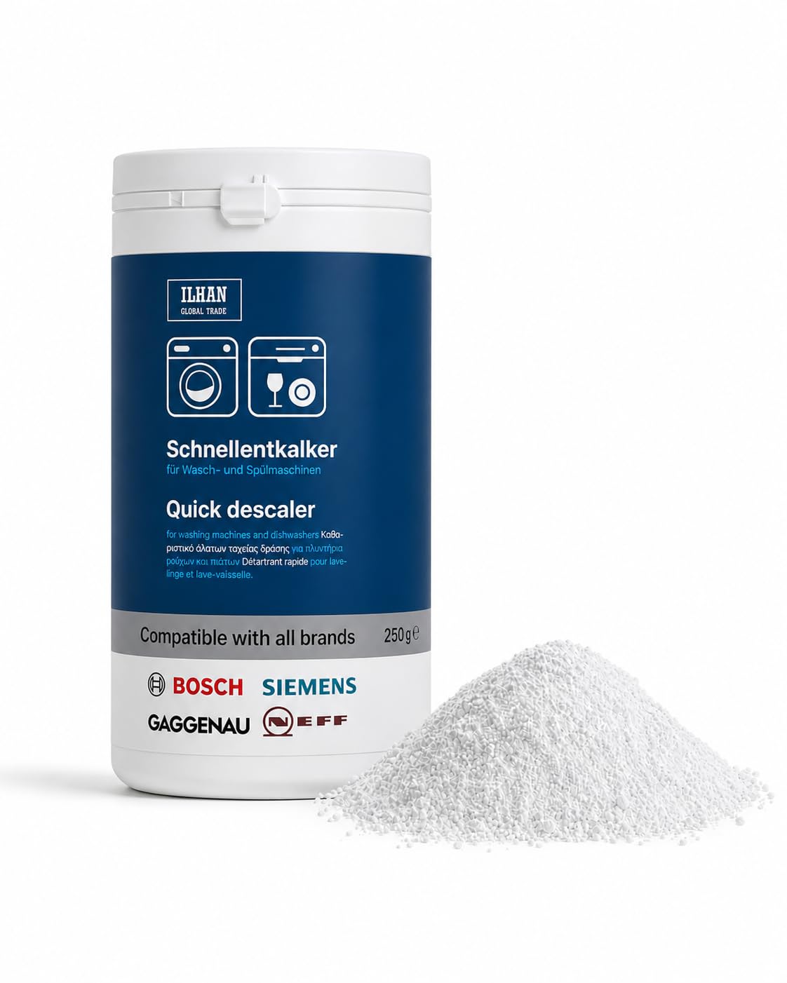 ILHAN GLOBAL TRADE Quick Descaler 250 gr Compatible with Bosch Neff Siemens Washing and Dishwasher Descaler 0311506 Washing and Dishwasher Cleaner