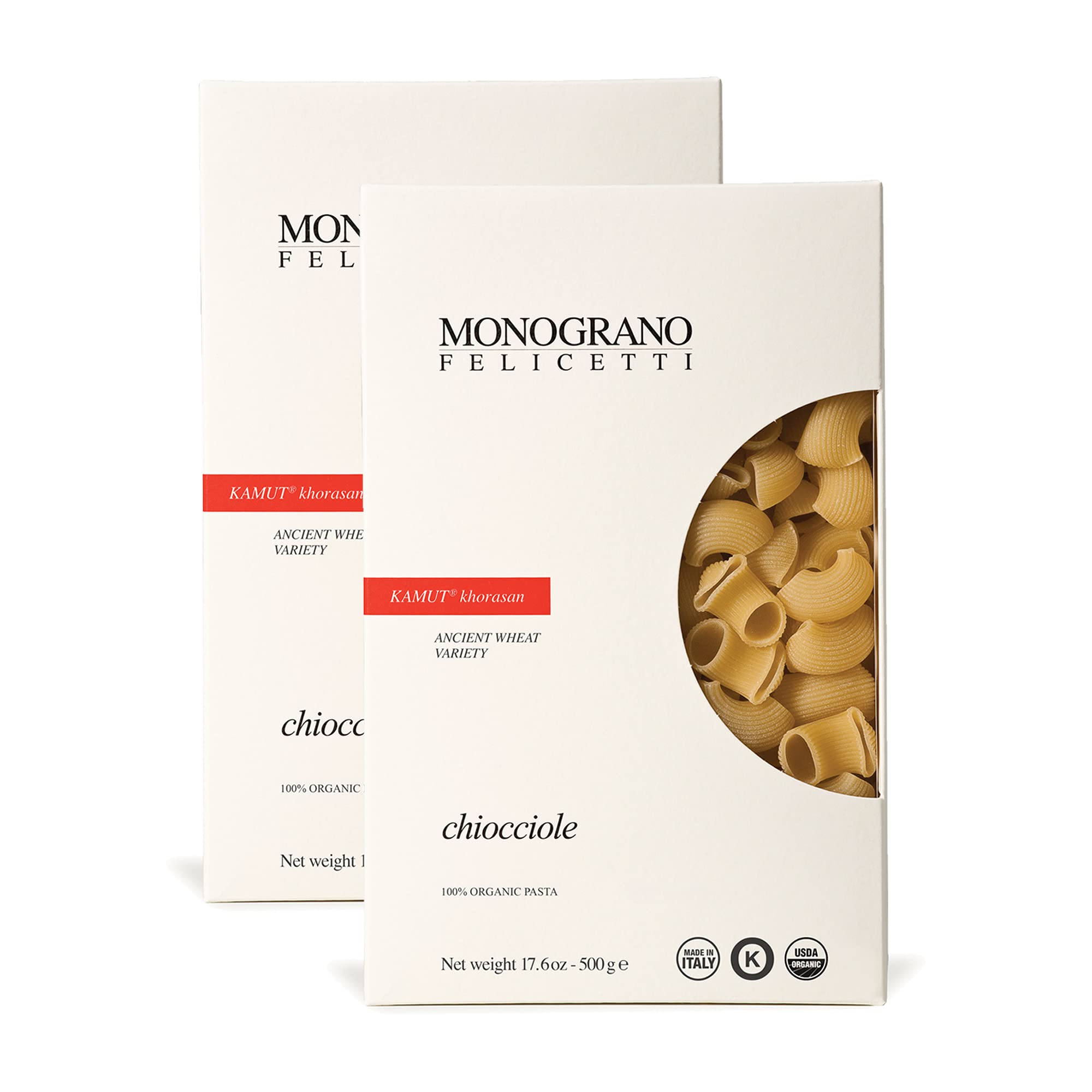 Monograno Felicetti Kamut Chiocciole Pasta Italian Organic Non-GMO 17.6oz (500g) 2 Pack
