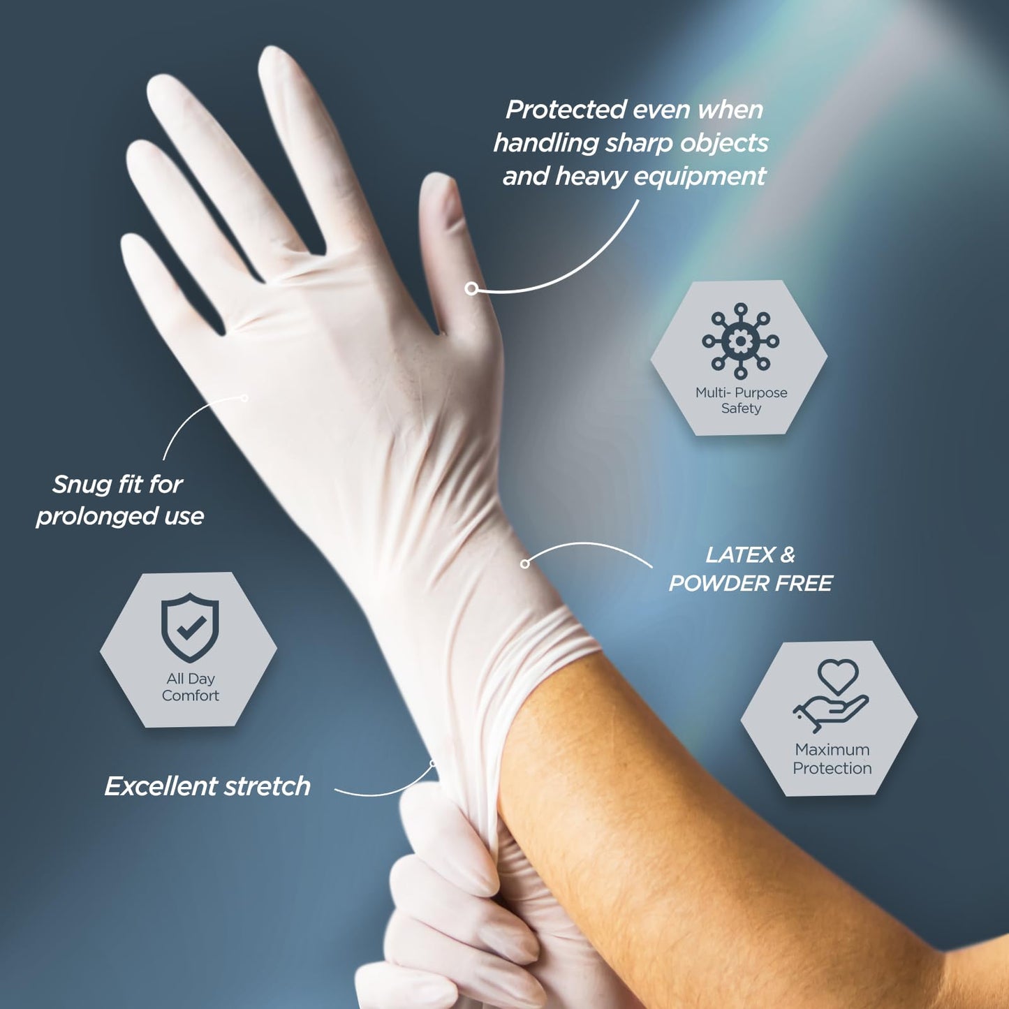 MED PRIDE White Disposable Medical Gloves, Ultra-Stretchy Vinyl, Latex and Powder-Free, Ambidextrous Non-Sterile Safety Gloves Large 100 White