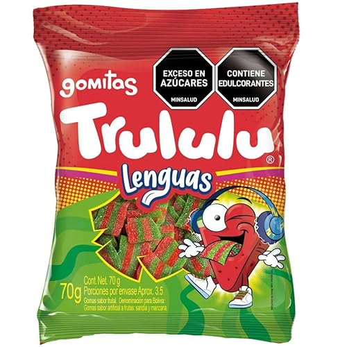 Gomitas Trululu - 70g (2.48 oz). 12 Pack - Imported from Colombia (12 Pack, Lenguas)