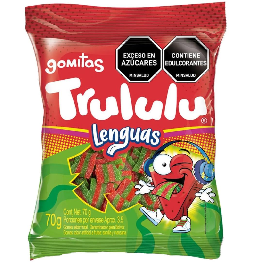 Gomitas Trululu - 70g (2.48 oz). 12 Pack - Imported from Colombia (12 Pack, Lenguas)