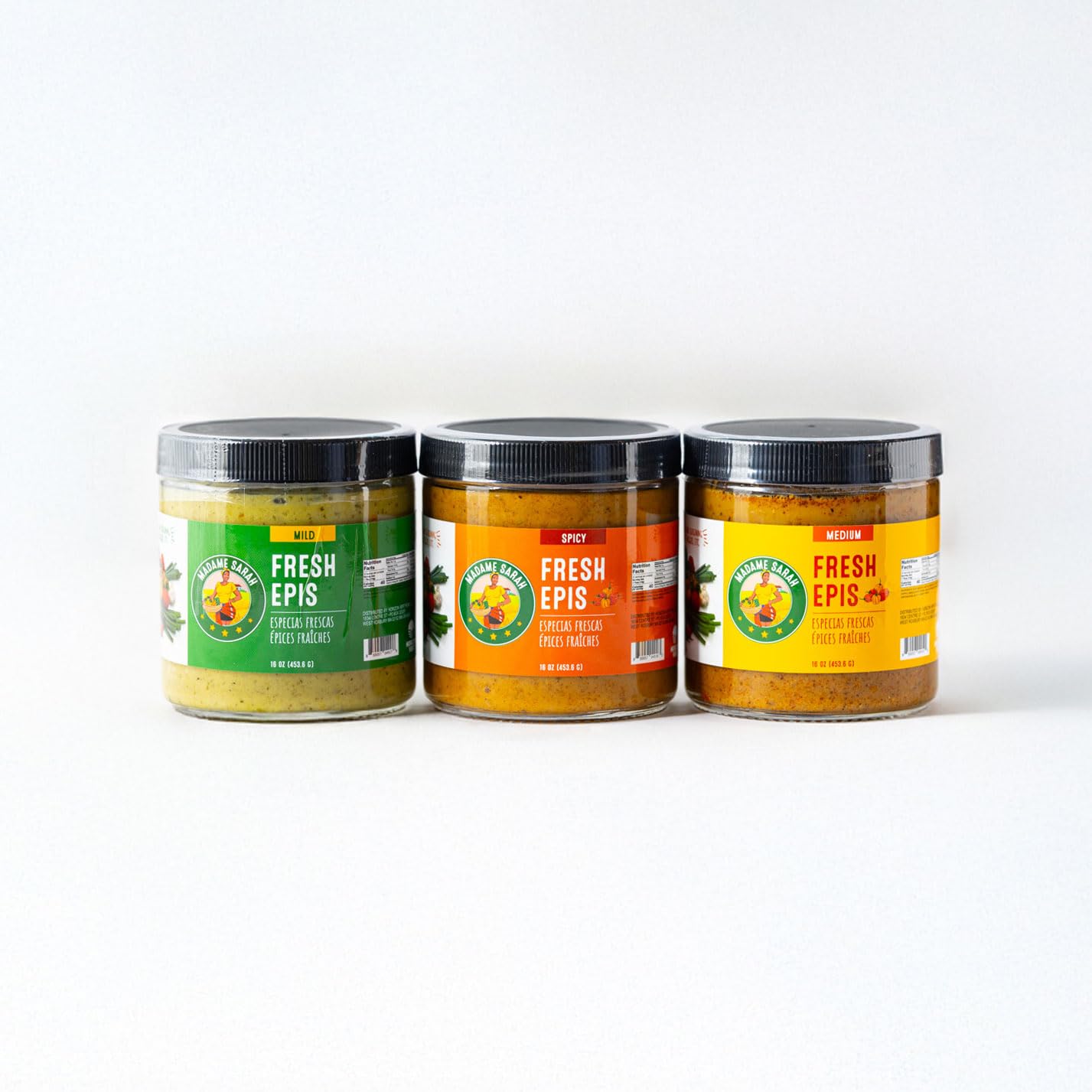 Madame Sarah Fresh Epis Variety Pack (mild, medium and spicy), 5.33 Ounce (Pack of 3)