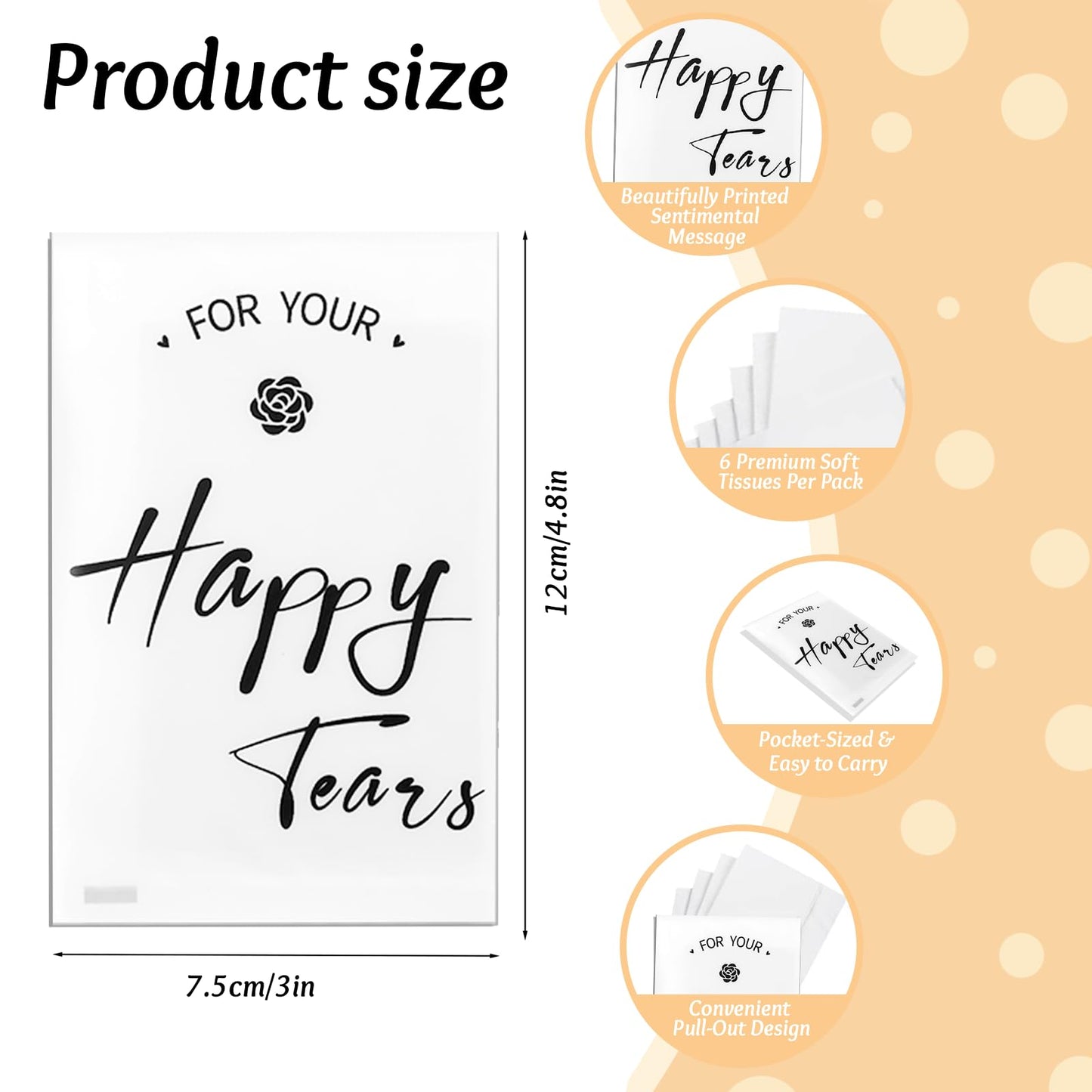 30Pack Happy Tears Tissue Packs for Wedding, Wedding Tissues Individual Your Happy Tears Tissue for Guests Bulk Pocket Facial Tissues Welcome Bags