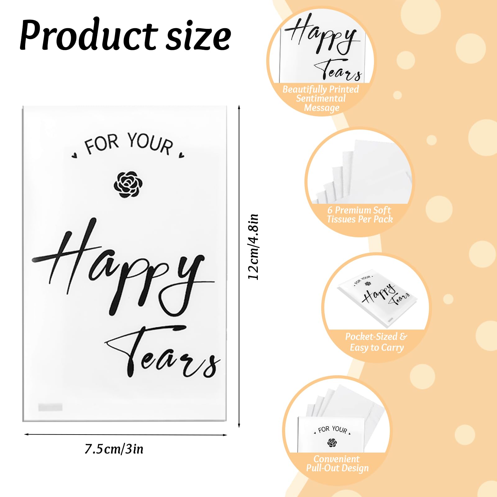 30Pack Happy Tears Tissue Packs for Wedding, Wedding Tissues Individual Your Happy Tears Tissue for Guests Bulk Pocket Facial Tissues Welcome Bags