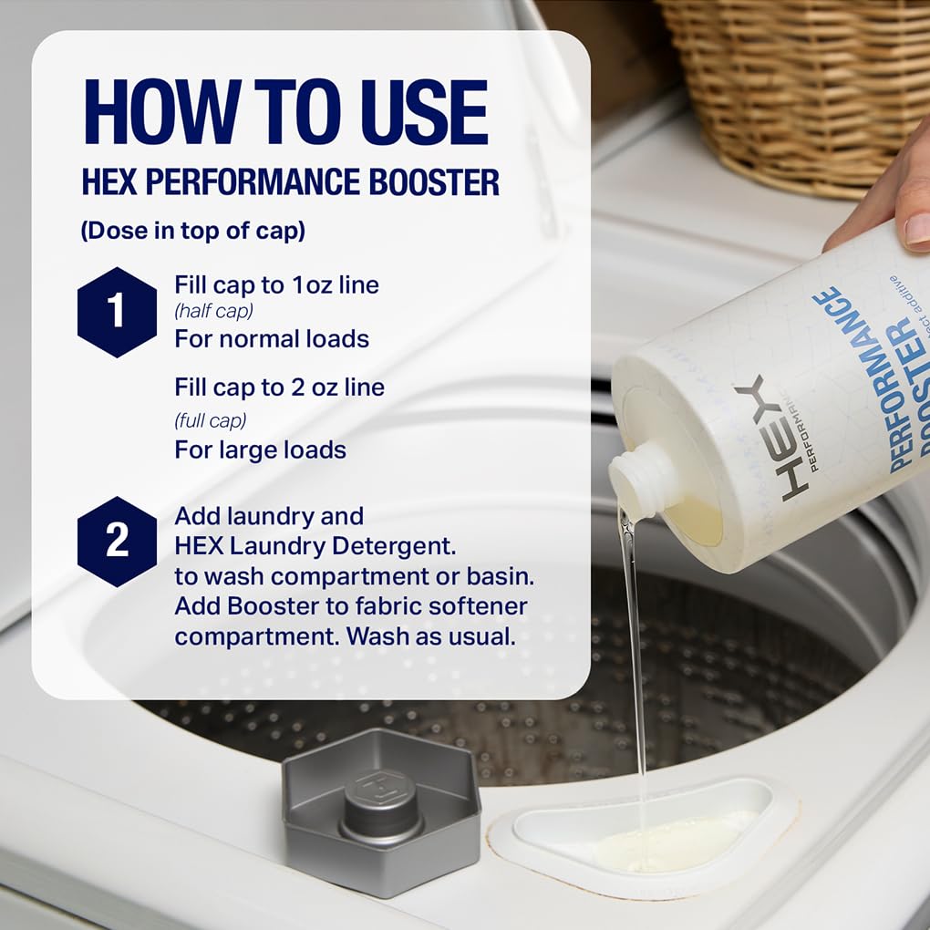 HEX Performance Fabric Booster, Fresh Scent, 100 Loads (Pack of 2) - Activewear Fabric Conditioner Alternative for Softness, Stretch & Odor Control