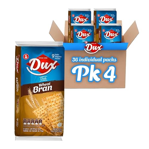Dux, Wheat Crackers, High in Fiber, Enjoy Anytime, 8.82 Ounce, 1 Box contains 4 Bags, each with 9 Individual Packs and every pack includes 3 Crackers