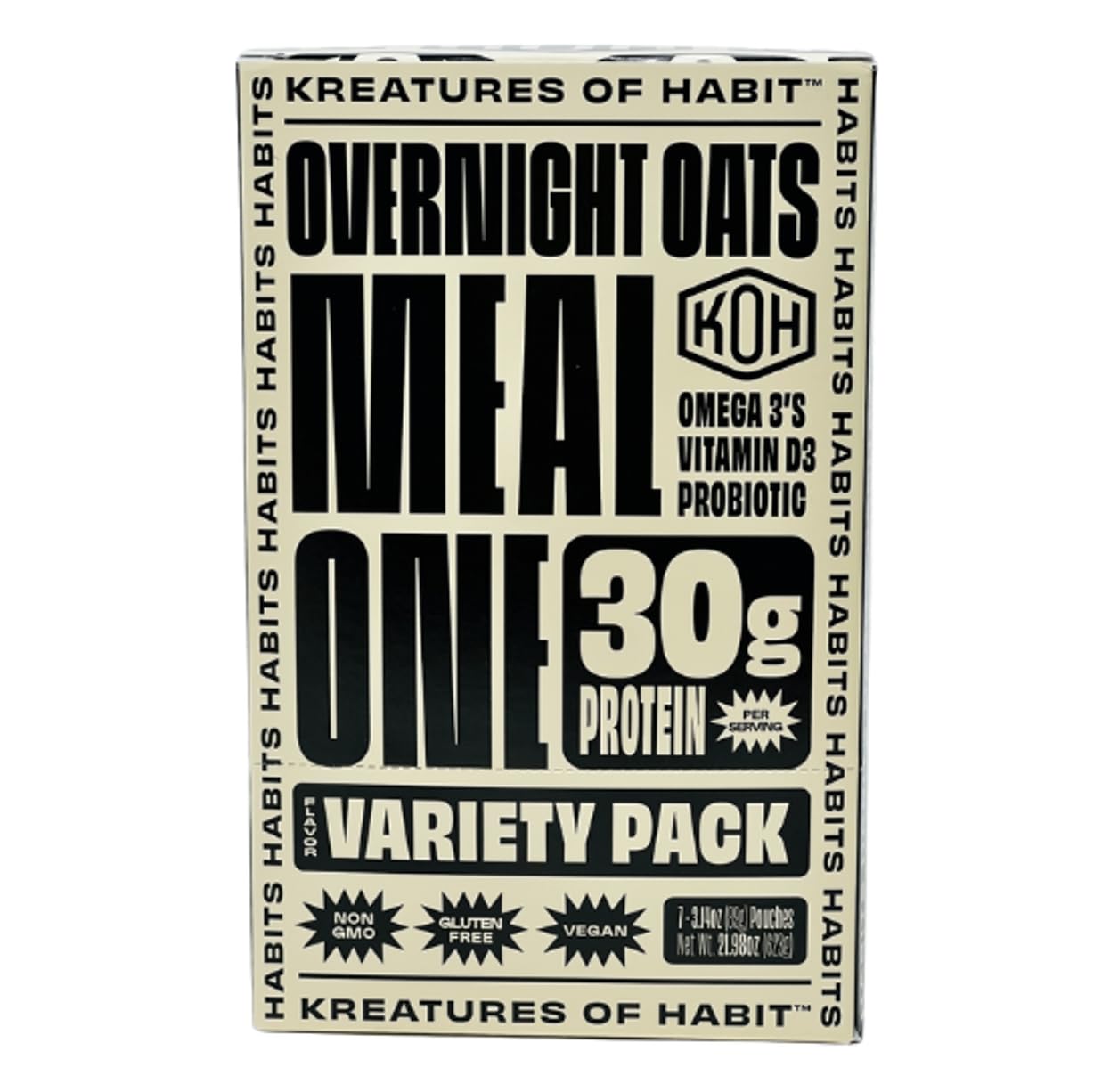 Kreatures of Habit MEAL ONE | Overnight & Instant Oats Superfood Protein Meal Replacement | Gluten Free, Dairy Free, 30g of Plant Based Protein