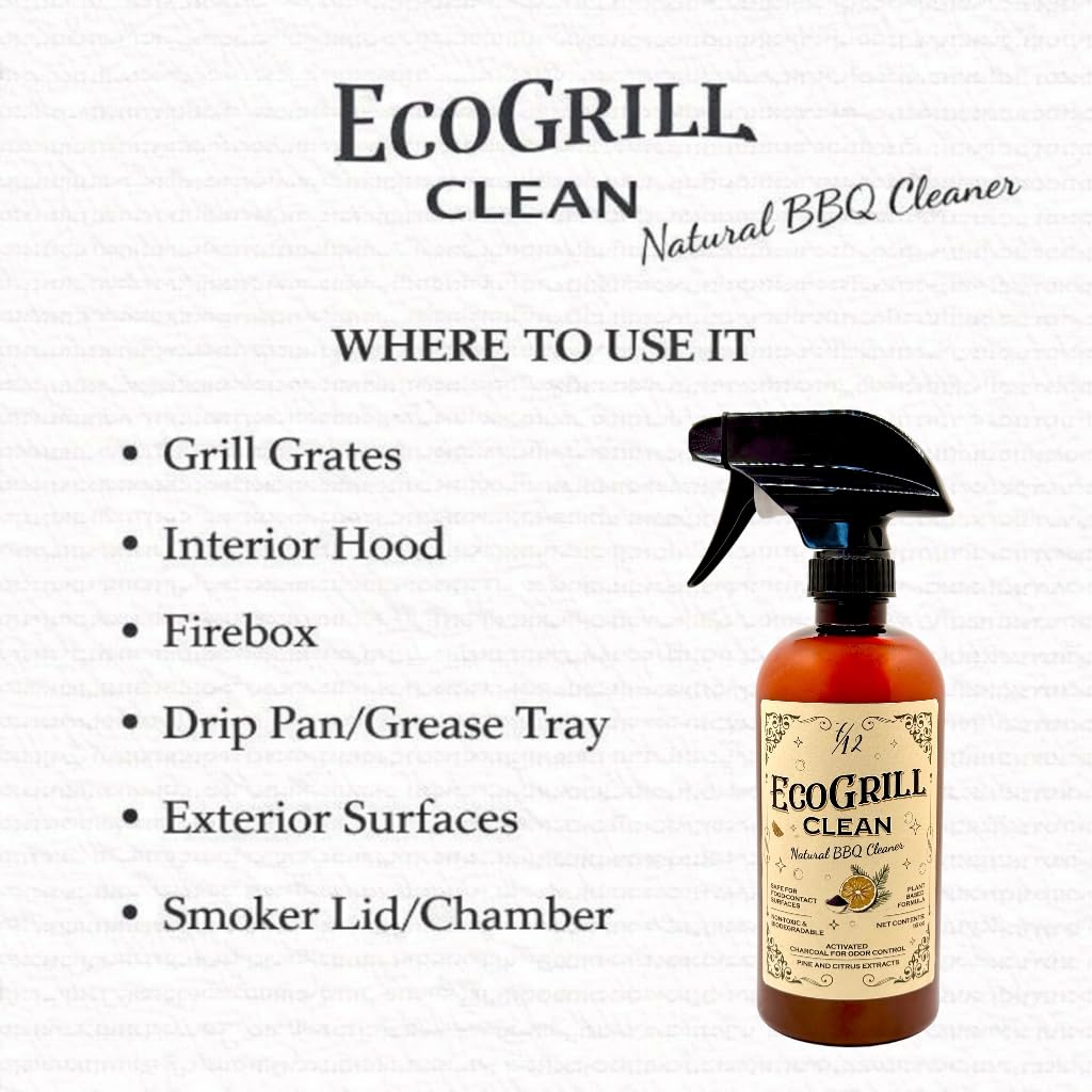 All-Natural BBQ Grill Cleaner & Degreaser | Spray, Wait & Wipe - Plant-Based Heavy Duty Griddle Cleaner, Fresh Citrus Scent, Non-Toxic Fume-Free