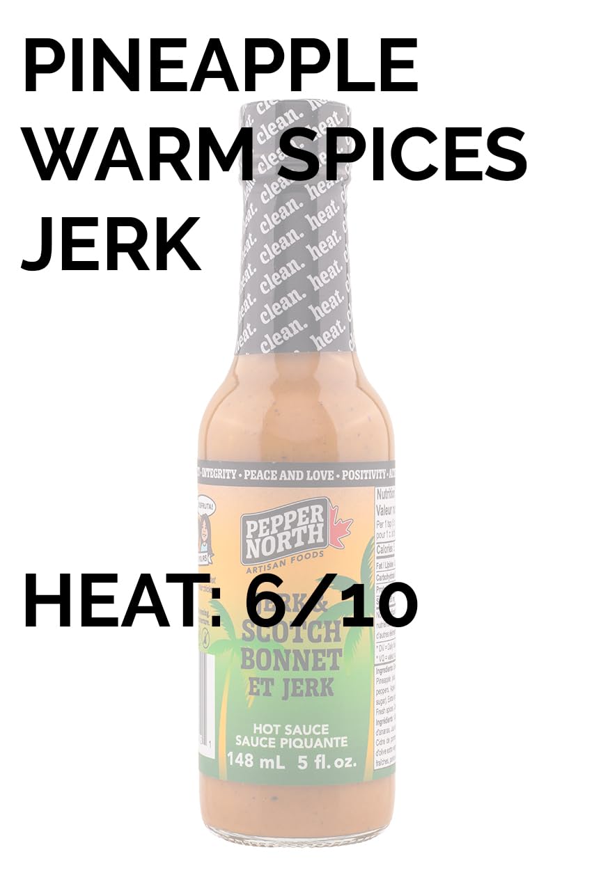 Jerk & Scotch Bonnet Hot Sauce By Pepper North, Fiery Hot Sauce With Flavors Of Pineapple, Scotch Bonnet Pepper & Ginger, Made With All Natural