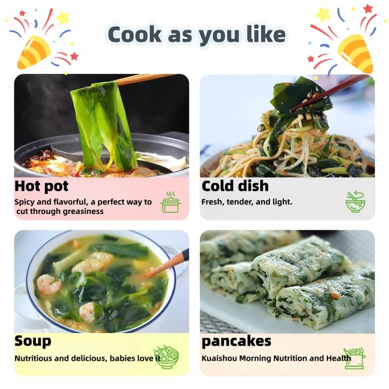 High quality selected dried seaweed slices, fully cut and stewed in thick soup, cold mixed, hot pot, and various ways of consumption. 120 grams (4.23