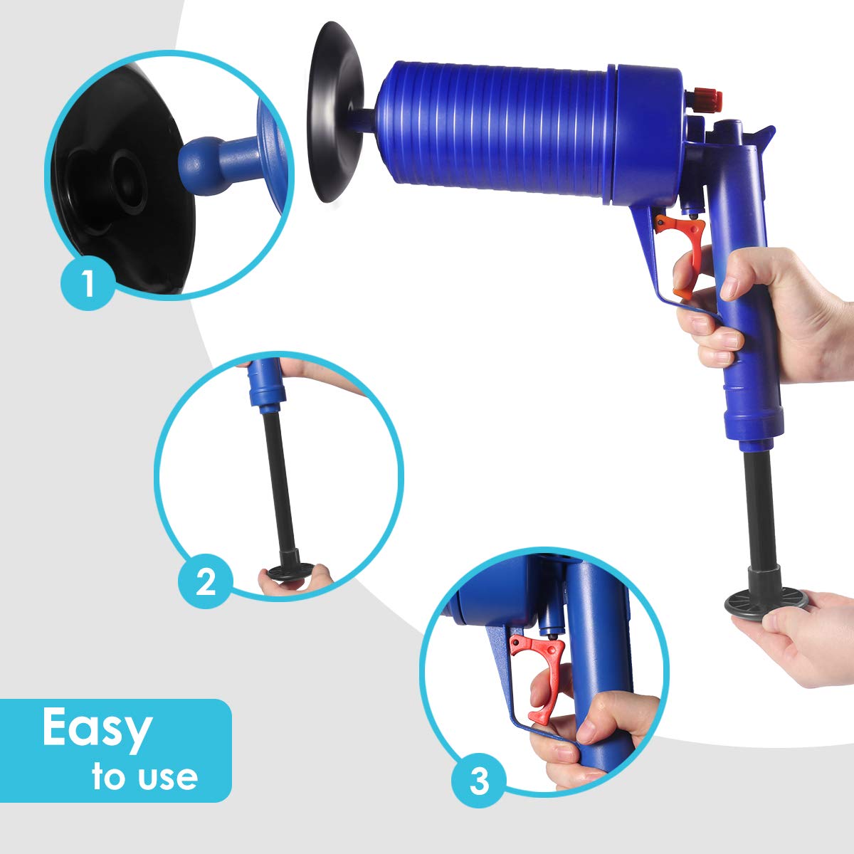 Toilet Plunger, Air Drain Blaster, Pressure Pump Cleaner, High Pressure Plunger Opener Cleaner Pump for Bath Toilets, Bathroom, Shower, Sink, Bathtub