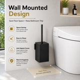 Toilet Brush Holder Black, Toilet Bowl Brush Holder Black Wall Mount Square for Bathroom