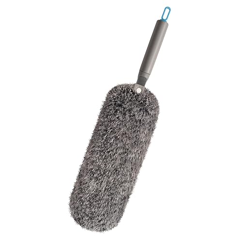 Microfiber Duster with Washable and Reusable Duster Head, Microfiber Dusters for Household Cleaning, Gray