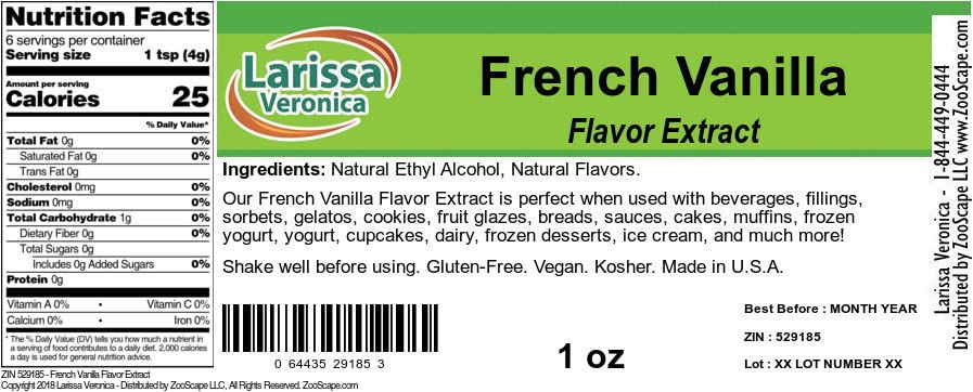 French Vanilla Flavor Extract (1 oz, ZIN: 529185)
