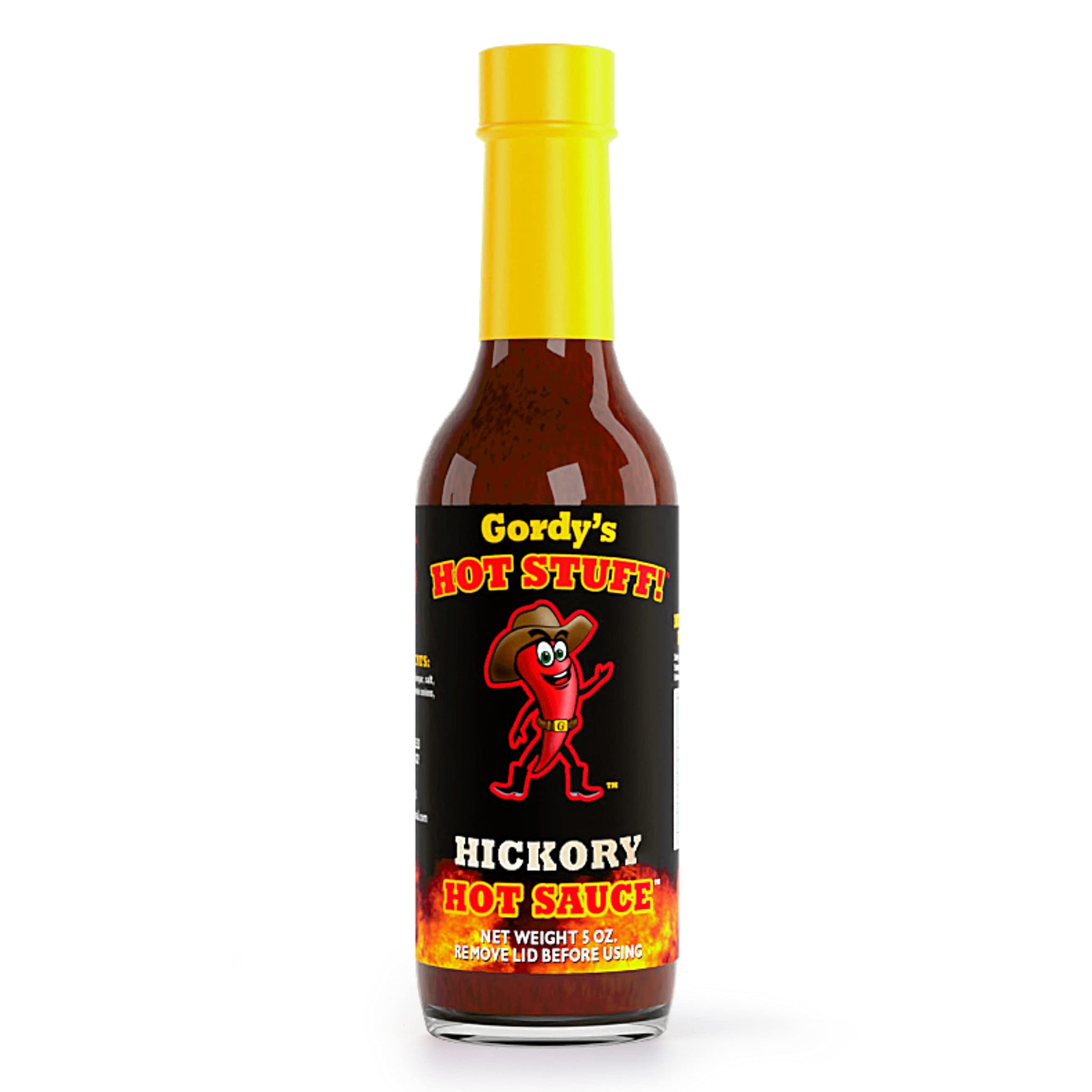 Gordy's Hot Stuff! Gourmet Hot Sauce, Real Texas Hot Sauce Made with Not-So-Hot Peppers and Bold Flavors, 5.7oz (Hickory, 5.7oz (Pack of 1))