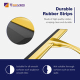 TOOVEM 12 Inch Shower Squeegee for Glass Doors, Window, Bathroom, Car Windshield, Shower Cleaning Tools with S Hook, Square Sticky Hook?Gold?