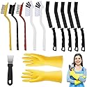 Crevice Cleaning Brush?12Pcs Multifunctional Hard Bristle Cleaning Tool with rubber gloves for Kitchen, Bathroom,Corner, Grout, Sink,toilet, Window