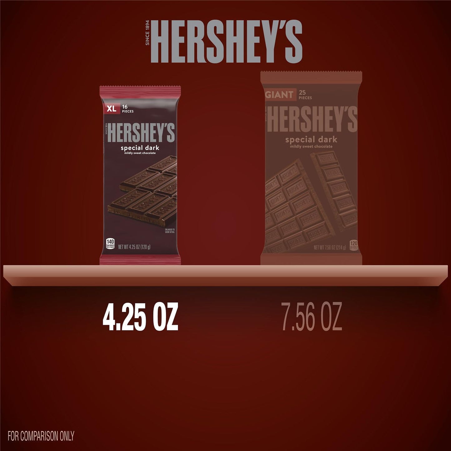 Hershey's Special Dark, Mildly Sweet Chocolate Xl, Candy Bar, 4.2 Ounce, 16 Count