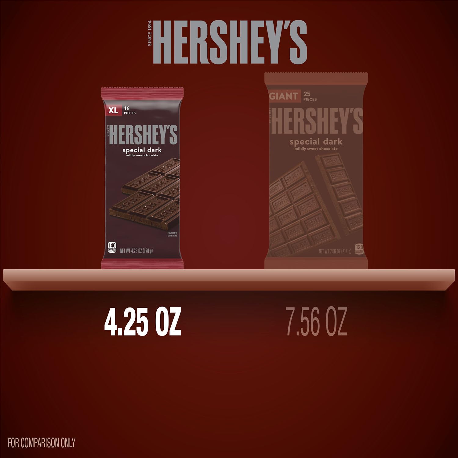 Hershey's Special Dark, Mildly Sweet Chocolate Xl, Candy Bar, 4.2 Ounce, 16 Count