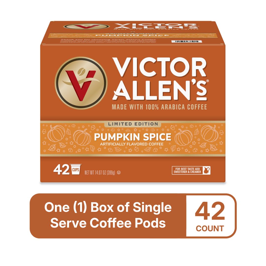 Victor Allen's Coffee Pumpkin Spice Flavored, Medium Roast, 42 Count, Single Serve Coffee Pods for Keurig K-Cup Brewers