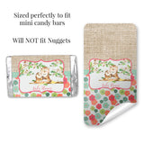 Amanda Creation “Guess Whooo” Cute Owl Baby Girl Shower Sprinkle Mini Chocolate Candy Bar Sticker Wrappers, 45 1.4" x 2.6" Wrap Around Labels, Great