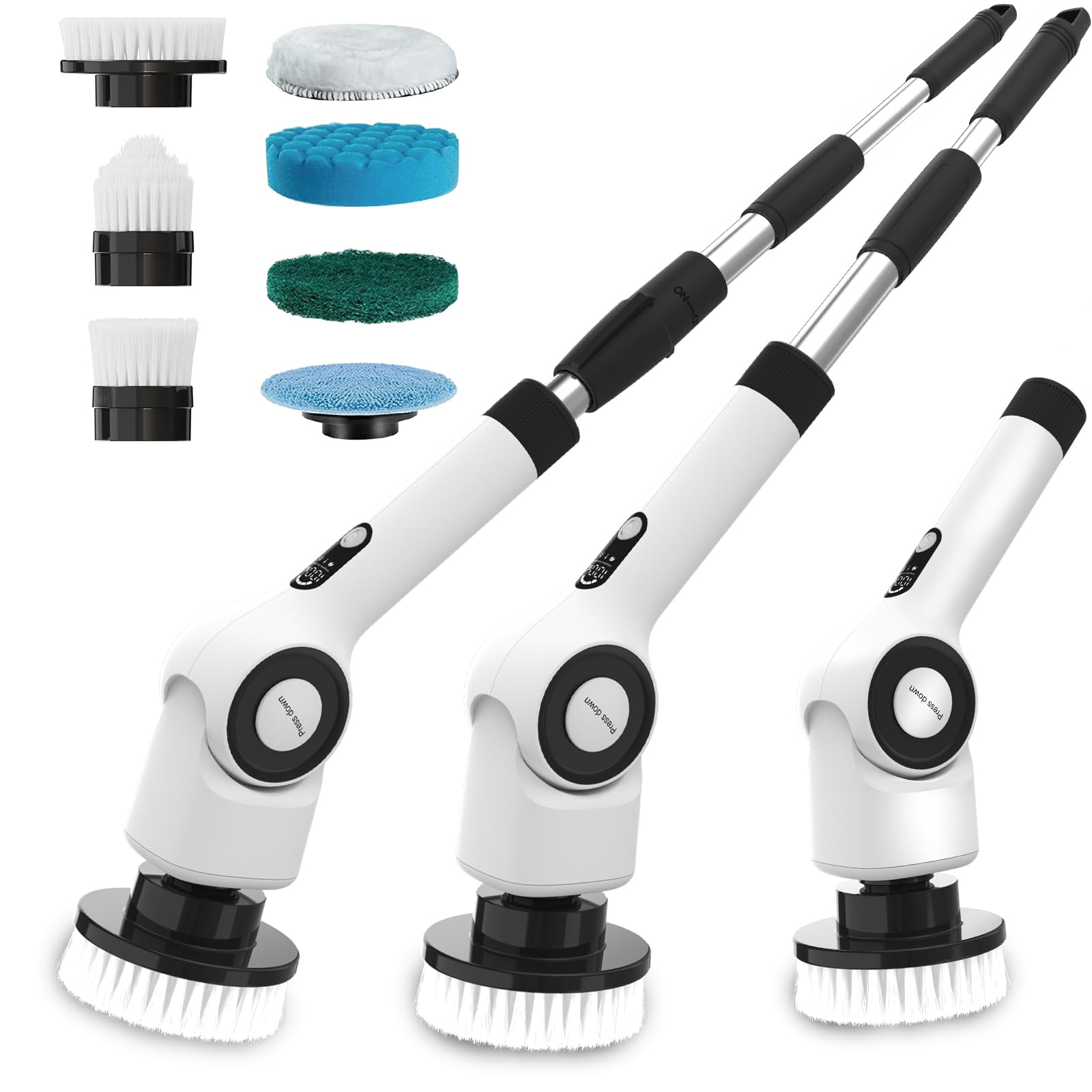 Electric Spin Scrubber,Cordless Cleaning Brush with 8 Replaceable Brush Heads,360°Power Scrubber for Tub and Floor Tile,with 3 Adjustable Speed