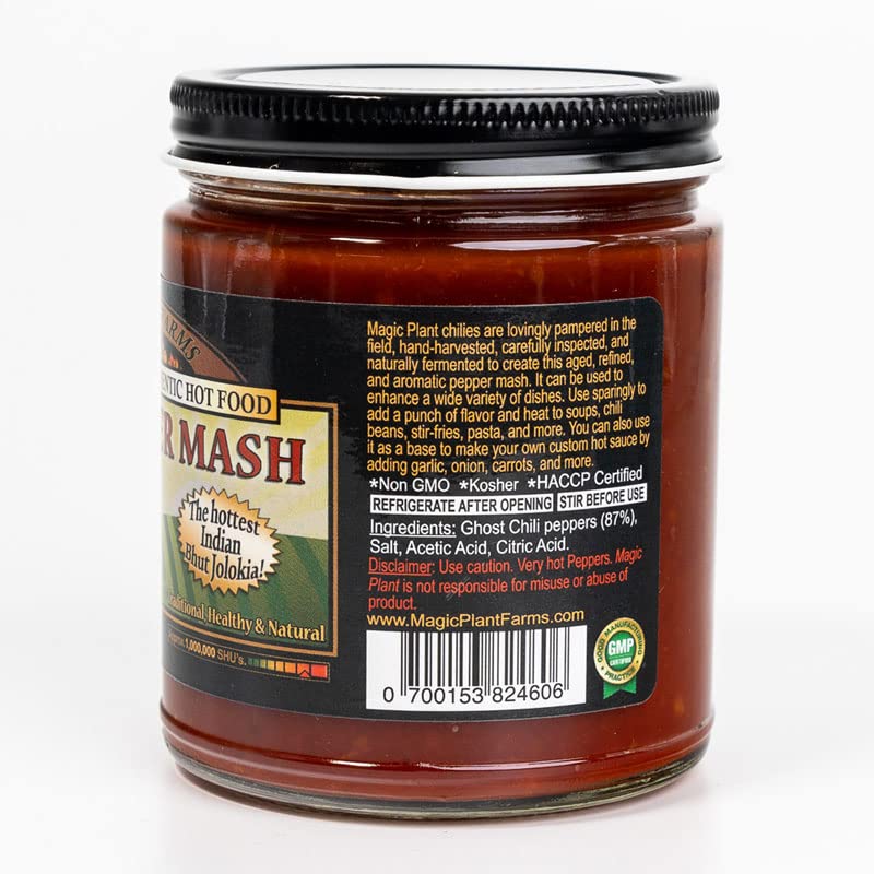 Red Ghost Pepper Mash by Magic Plant - aka Bhut Jolokia | Embrace the Super Hot Ghostly Bite | 1M SHU | Distinctive Rich Fruity Flavor | Fresh Pepper