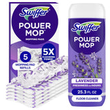 Swiffer Power Mop Refill Pack, Floor Cleaner for Mopping Tile, Vinyl, Laminate, Wood in Home, Bathroom, Kitchen, All Purpose Multi-Surface Cleaning, 5
