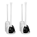 iDesign Compact Plunger Set for Bathroom Cleaning and Storage-Set of 2-White Toilet Brush