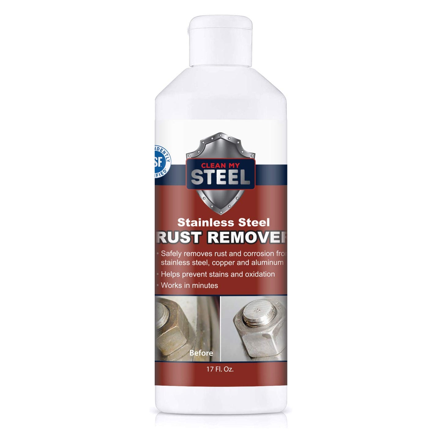 CLEAN MY STEEL Innoshine B570 Stainless Steel Rust Remover and Cleaner, NSF Certified, Approved for Food Contact Areas, 17 oz