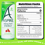 ASPIRE® Strawberry Watermelon, Healthy Energy Drink 80mg Natural Caffeine, Zero Sugar No Carbs Keto Friendly, 24 Pack Green Tea Sugar Free Drink Low