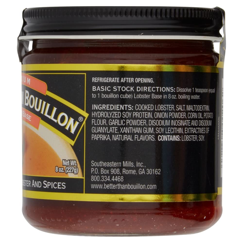 Better Than Bouillon Premium Lobster Base, Made from Select Cooked Lobster & Spices, Makes 9.5 Quarts of Broth 38 Servings, 8 Ounce (Pack of 2)