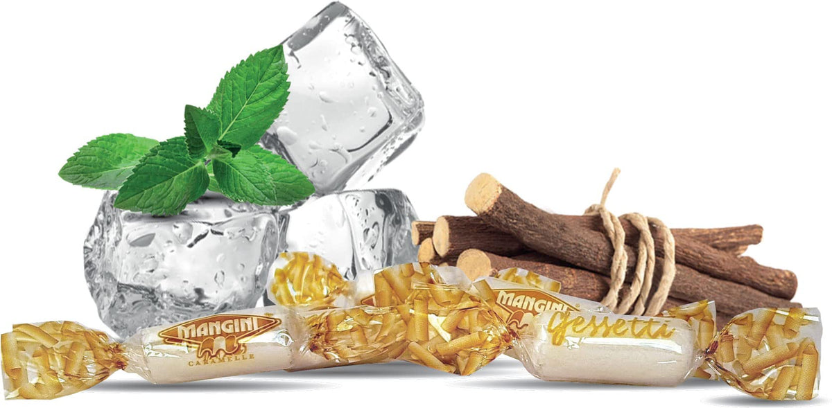 Mangini, Gessetti Filled liquorice with salmiak flavour. (2.200 Lbs)