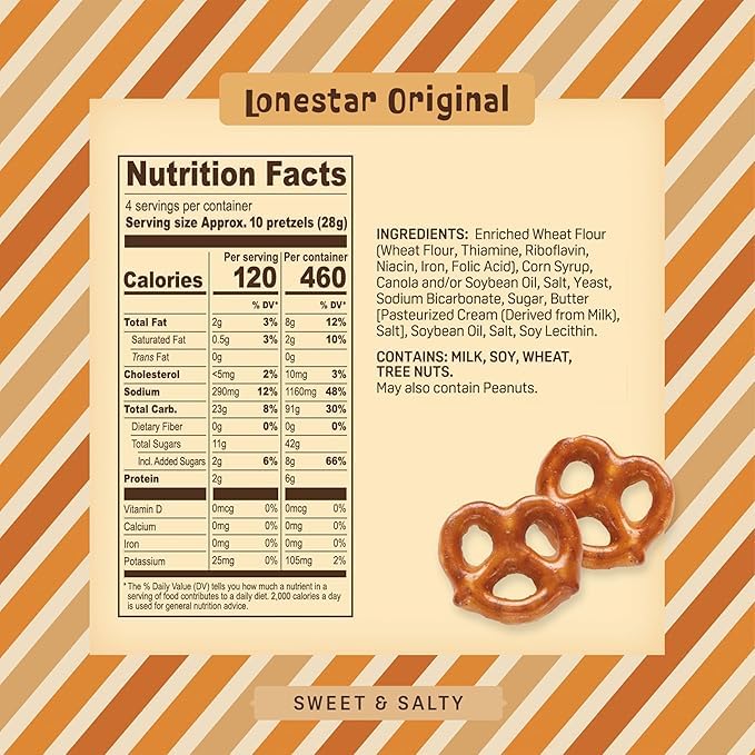 Lonestar Original Pretzels - 4 Oz Gourmet Bite-Sized Snacks Coated in Rich Butter Toffee - Perfect for Sharing or Indulging (Pack of 4)